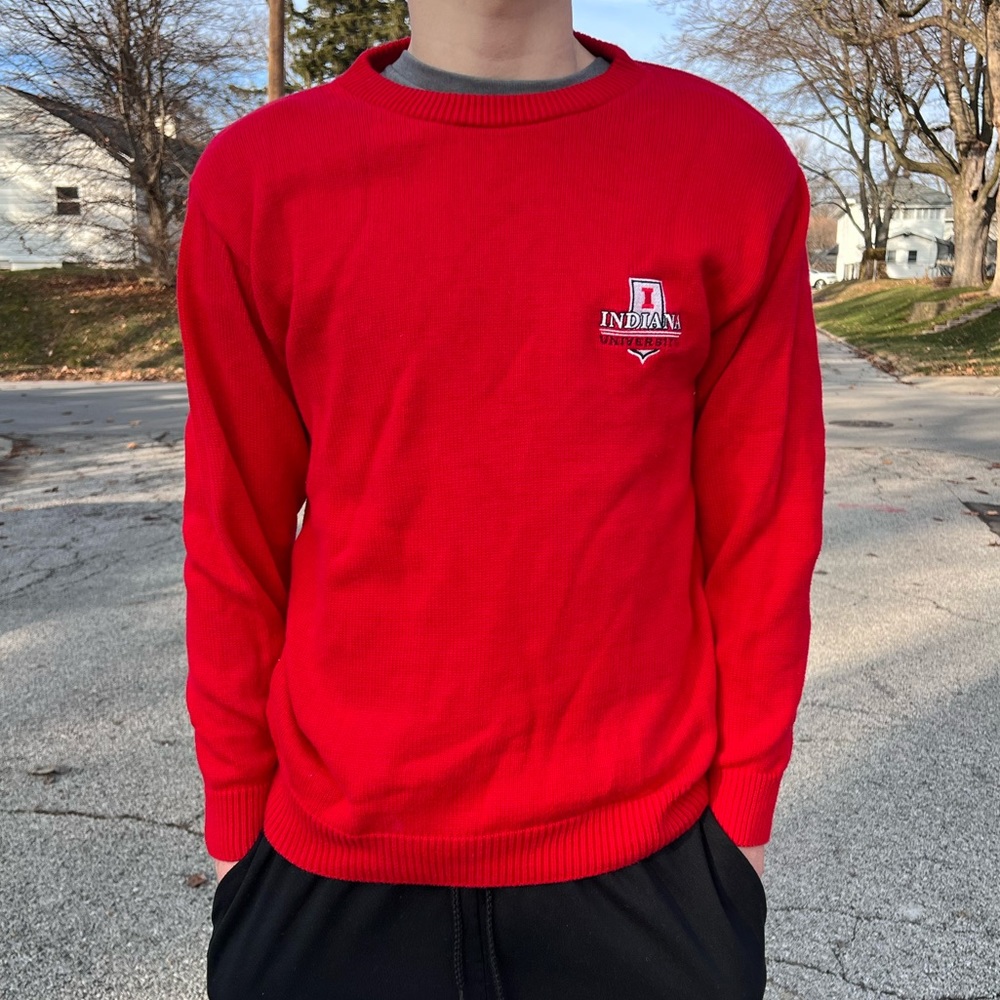 Indiana University Vintage Red Crew Knit Sweater SZ S! EUC!